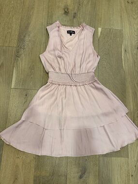 Sam Edelman Blush Pink Sleeveless Tiered V-Neck Mini Dress